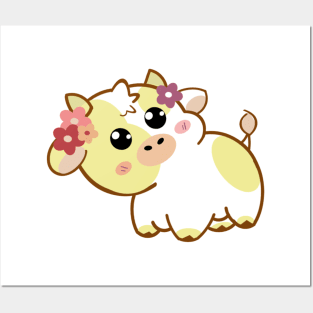 Kawaii baby cow Posters and Art